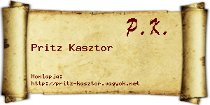 Pritz Kasztor névjegykártya